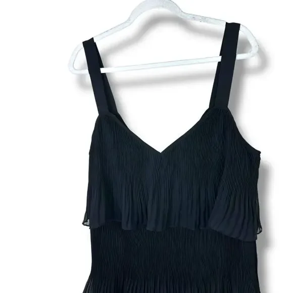 Lulus Elegant Nature Black Pleated Sheath Chiffon Sleeveless Tiered Maxi Dress - Picture 6 of 10